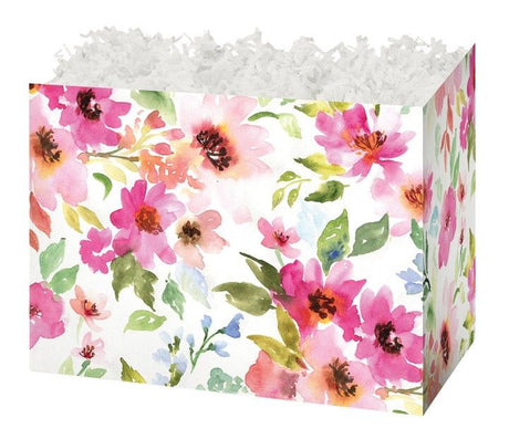 Watercolor Bouquet - Basket Box - 6-3/4 x 4 x 5"