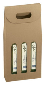 Natural Kraft - Smooth Finish - 3 Bottle Carrier - 200 ml. - 6-5/8 x 2-1/8 x 12" (200ml)