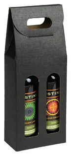 Black Embossed - 2 Bottle Carrier - 375 ml. - 5-1/8 x 2-1/2 x 13-1/4" (375 ml)