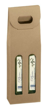 Natural Kraft - Smooth Finish - 2 Bottle Carrier - 375 ml. - 5-1/8 x 2-1/2 x 13-1/4" (375 ml)