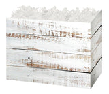 Distressed White Wood - Basket Box - 10-1/4 x 6 x 7-1/2"