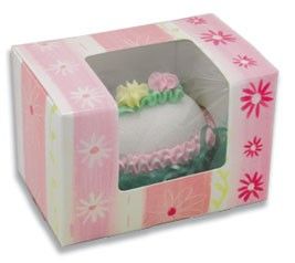 Daisy Stripes Window - Egg Mold Candy Box - (1/4 lb) 3-5/8 x 2-3/8 x 2-3/8"