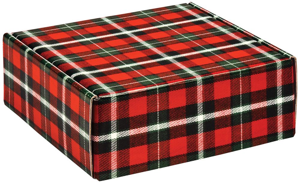 Christmas Plaid - Decorative Mailer - 8 x 8 x 3"