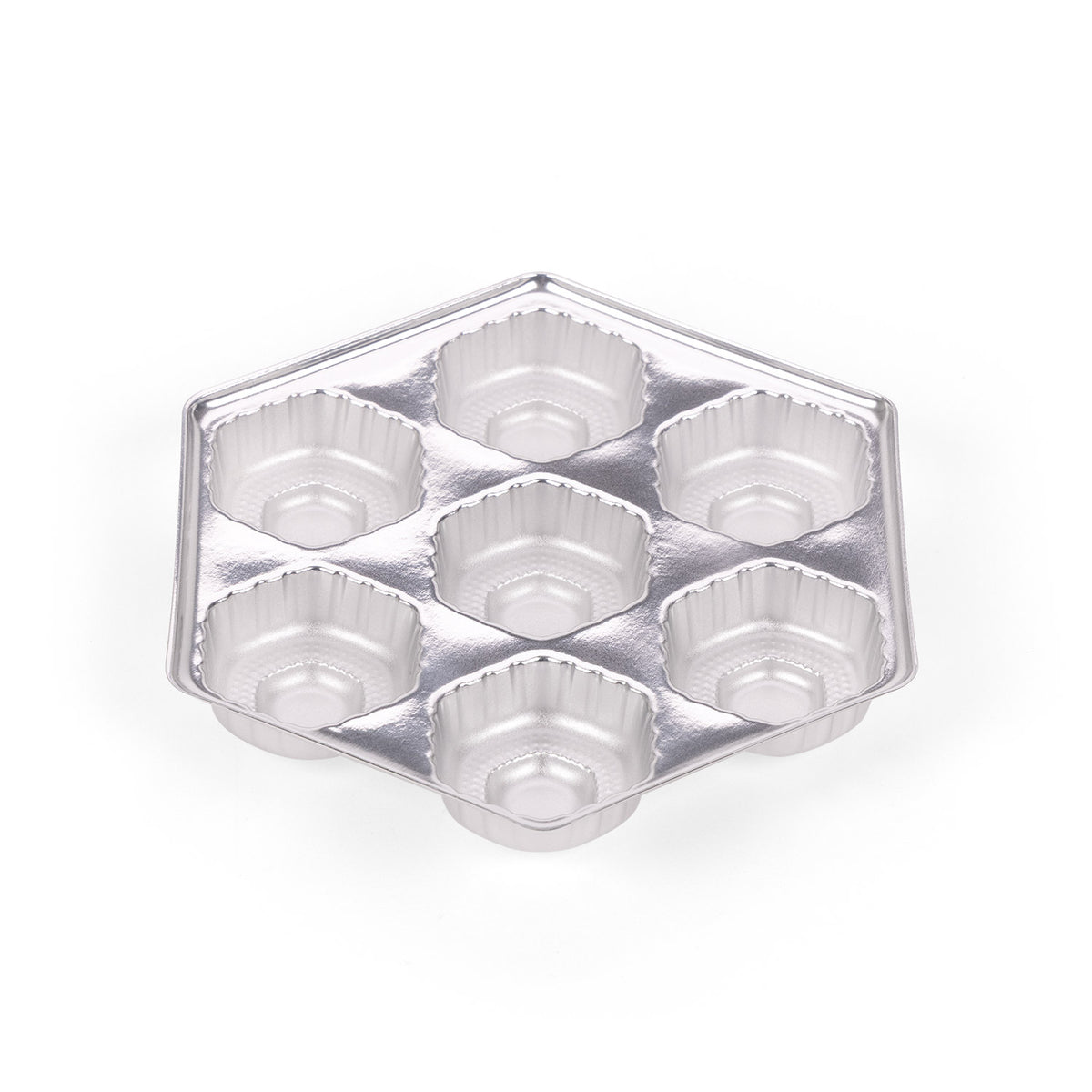 Silver - Hexagonal Candy Tray - (Hex - 7 Pc.) 4-1/4 x 5 x 5/8"
