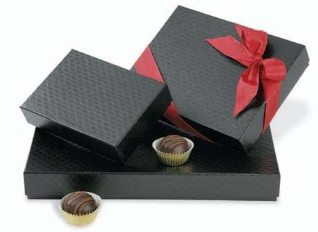 Quilted Black - Set Up Candy Box - (12 Pc.) 6-3/8 x 4-3/4 x 1-3/16"