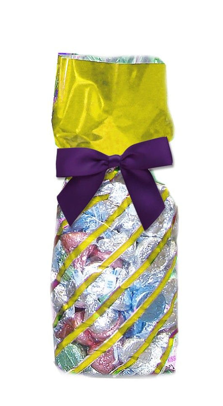 Solid Top Diagonal Stripes Gold - Stand Up Candy Bag - (1/2 lb) 2-1/4 x 1-7/8 x 9-1/2"