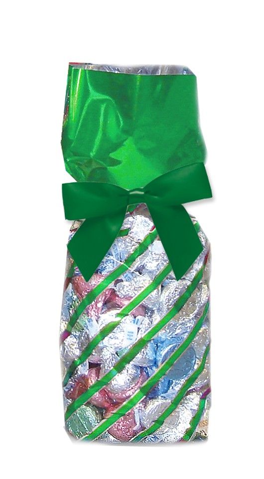 Solid Top Diagonal Stripes Green - Stand Up Candy Bag - (1/2 lb) 2-1/4 x 1-7/8 x 9-1/2"