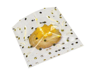 Small Dots Gold - Flat Foil Accent Candy Bag - 4 x 4"