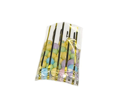 Vertical Stripe Gold - Flat Foil Accent Candy Bag - 4 x 8"