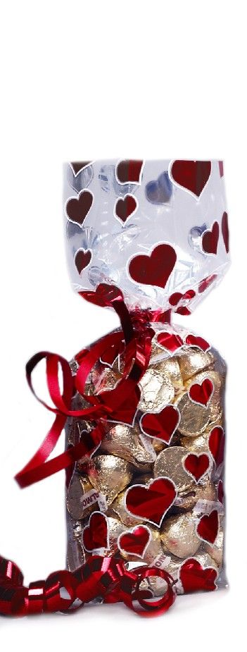 Hearts Red - Stand Up Candy Bag - (1/2 lb) 2-1/4 x 1-7/8 x 9-1/2"
