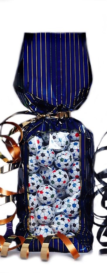 Striped Window Blue/Gold - Stand Up Candy Bag - (1 lb) 2-3/4 x 2 x 11"