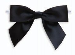 Black - Bow with Twist Tie - 3-1/2" Width Bow - 4" Twist Tie