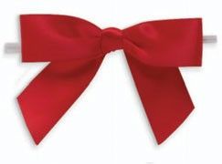 Red - Bow with Twist Tie - 3-1/2" Width Bow - 4" Twist Tie