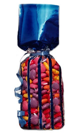 Solid Top Vertical Stripe Blue - Stand Up Candy Bag - (2 lb) 3-1/4 x 2 x 12-1/2"