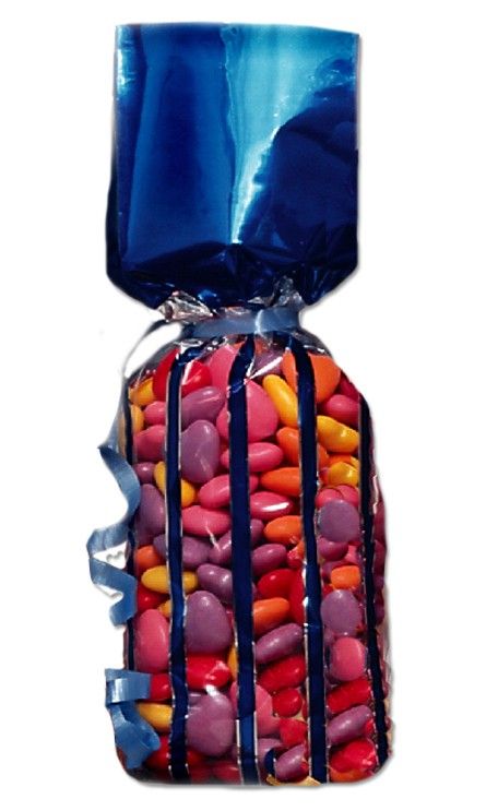 Solid Top Vertical Stripe Blue - Stand Up Candy Bag - (2 lb) 3-1/4 x 2 x 12-1/2"