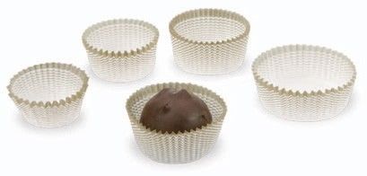 White  / Gold Striped - Candy Cups - 1-1/8 x 3/4"