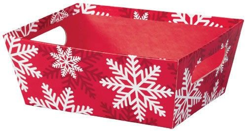 Red & White Snowflakes - Market Tray - 9 x 7 x 3-1/2"