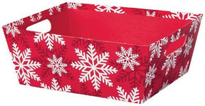 Red & White Snowflakes - Market Tray - 12 x 9-1/2 x 4-1/2"