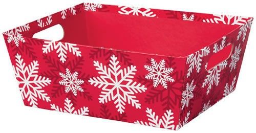 Red & White Snowflakes - Market Tray - 12 x 9-1/2 x 4-1/2"