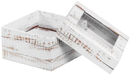 Distressed White Wood - Window Gourmet Gift Box - 3-1/2 x 3-1/2 x 2"