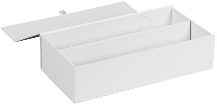 White - Magnetic Closure Wine Gift Boxes - 6-5/8 x 3-1/4 x 13" (2 Bottle)