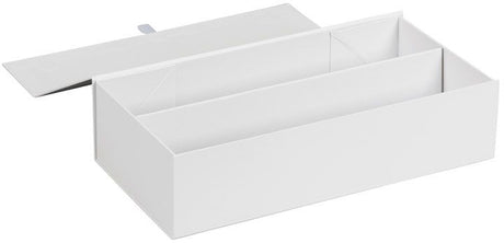 White - Magnetic Closure Wine Gift Boxes - 6-5/8 x 3-1/4 x 13" (2 Bottle)