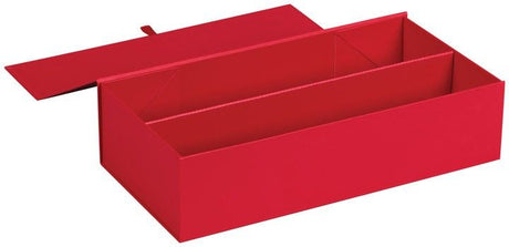 Red - Magnetic Closure Wine Gift Boxes - 6-5/8 x 3-1/4 x 13" (2 Bottle)