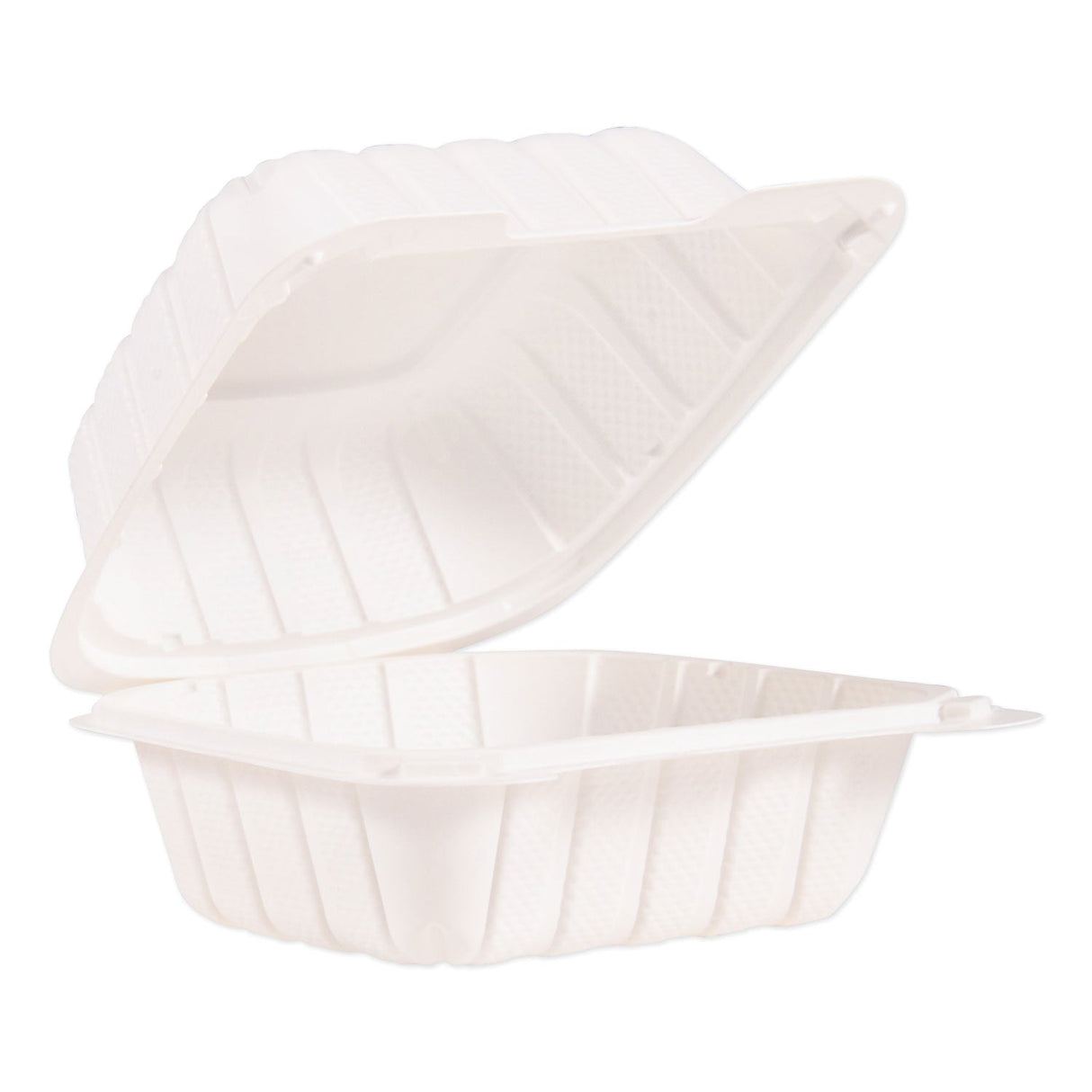 ProPlanet Hinged Lid Containers, 6 x 6.3 x 3.3, White, Plastic, 400/Carton