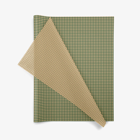 Green Kraft Gingham SatinWrap printed tissue paper, folded sheets