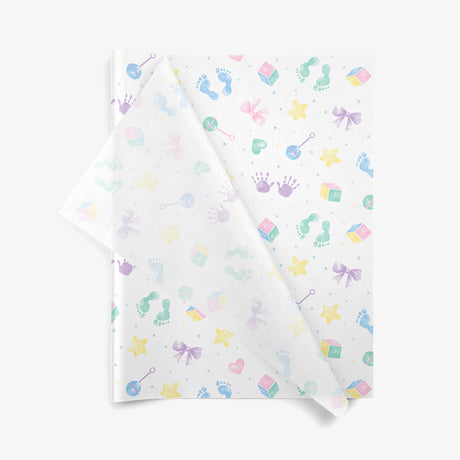 Baby Prints SatinWrap printed tissue paper, folded sheets