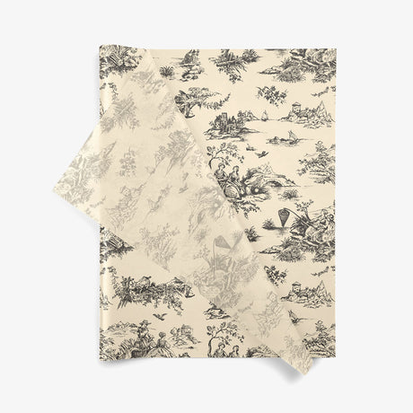 Toile Black On Oatmeal SatinWrap printed tissue paper, folded sheets