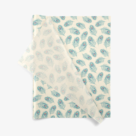 Peacock SatinWrap printed tissue paper, folded sheets