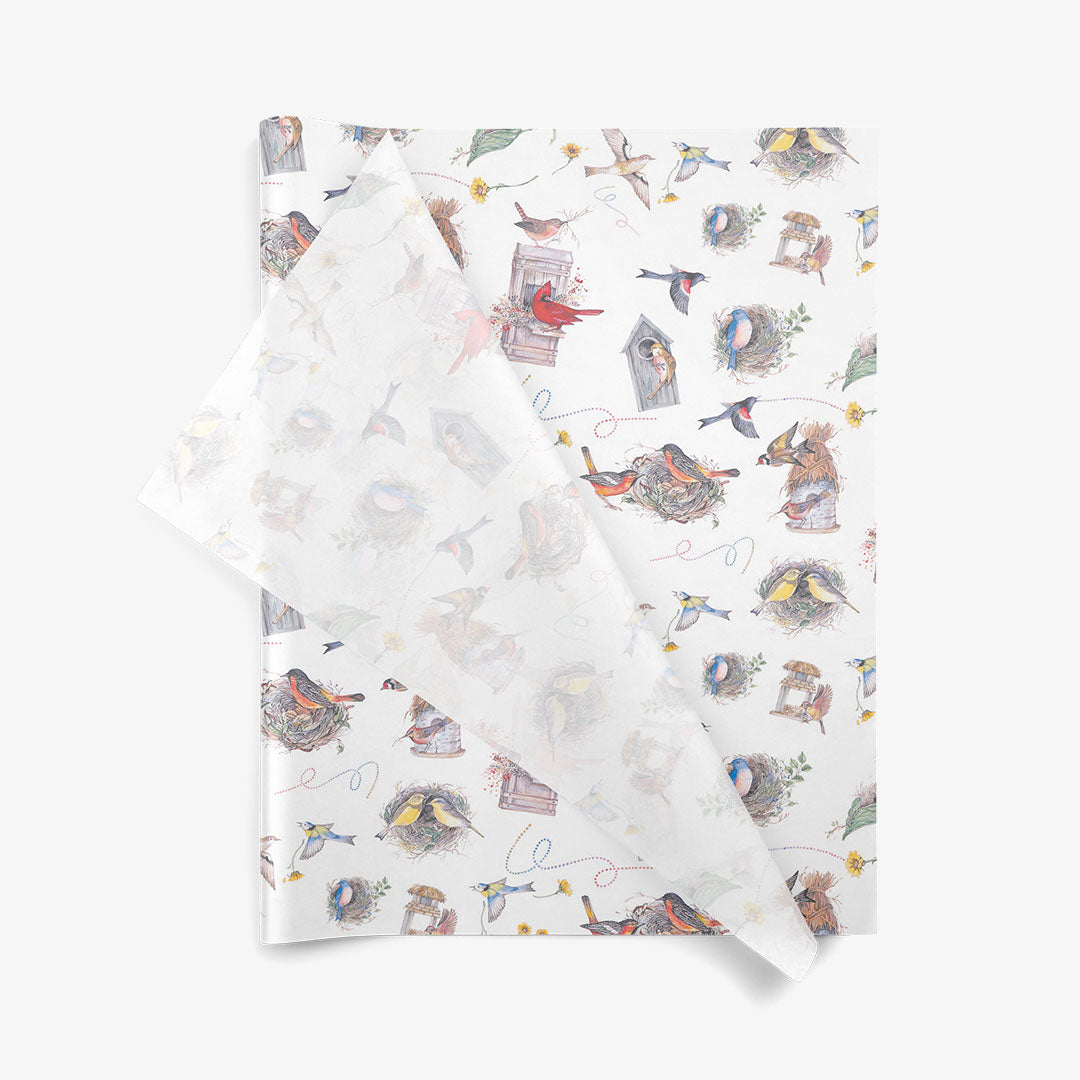 Birds' Nests SatinWrap printed tissue paper, folded sheets