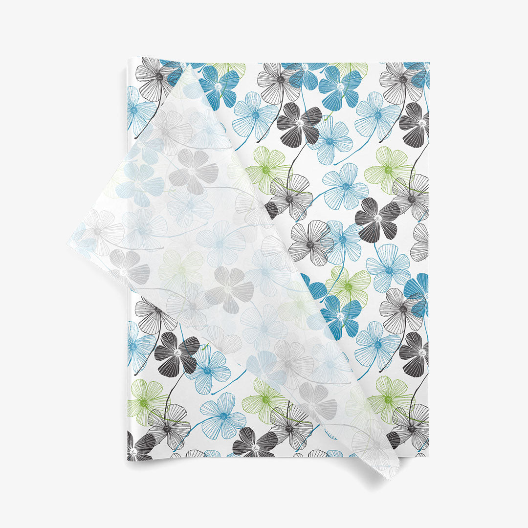 Floral Lines SatinWrap printed tissue paper, folded sheets