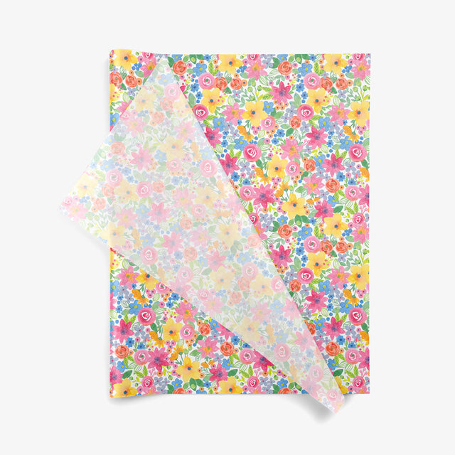 Watercolor Floral SatinWrap printed tissue paper, folded sheets