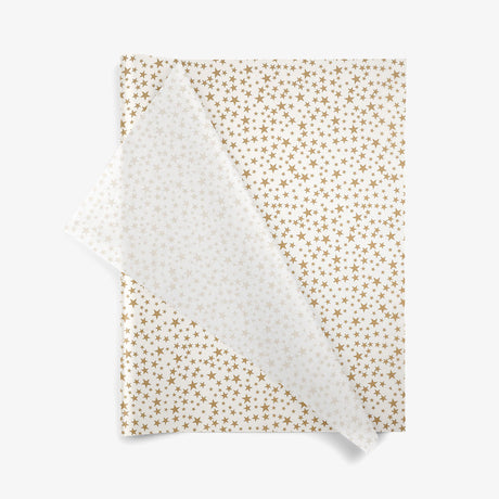 Gold Star On White SatinWrap printed tissue paper, folded sheets