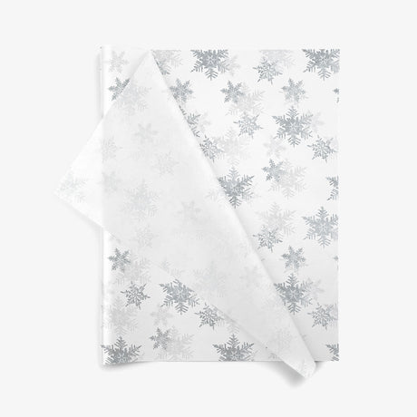 Pearl/Silver/Snowflake SatinWrap printed tissue paper, folded sheets