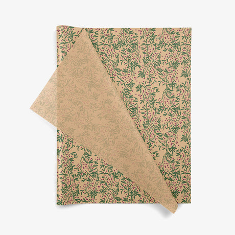 Happy Hollydays SatinWrap printed tissue paper, folded sheets