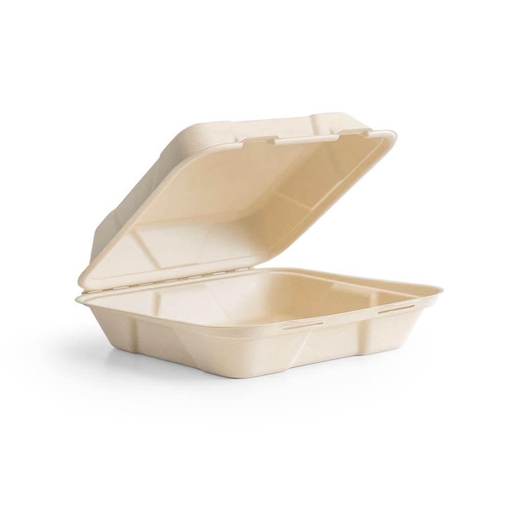 Vegware Nourish 10in Molded Fiber Clamshell Container Natural Compostable (QTY 200), SKU B027N