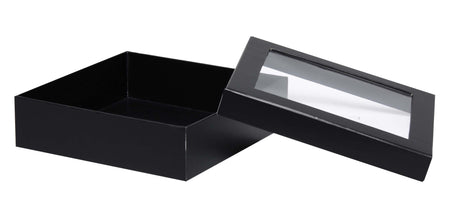 Black - Window Gourmet Gift Box - 7-1/2 x 7-1/2 x 2"