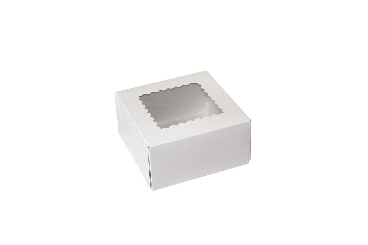 White 4 Corner - Window Bakery Box - 6 x 6 x 3"