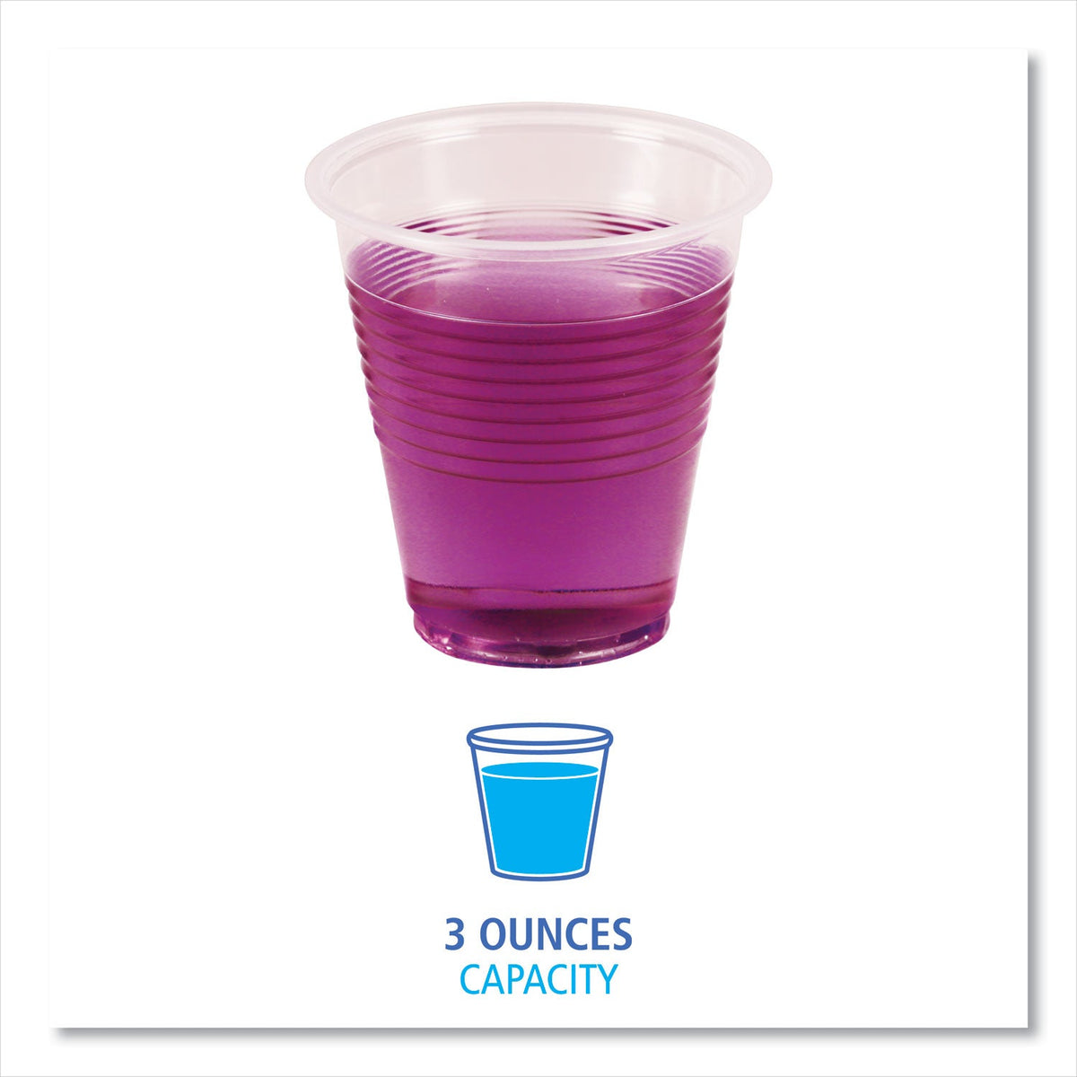 Boardwalk Translucent Plastic Cold Cups, 3 oz, Polypropylene, 125 Cups/Sleeve, 20 Sleeves/Carton
