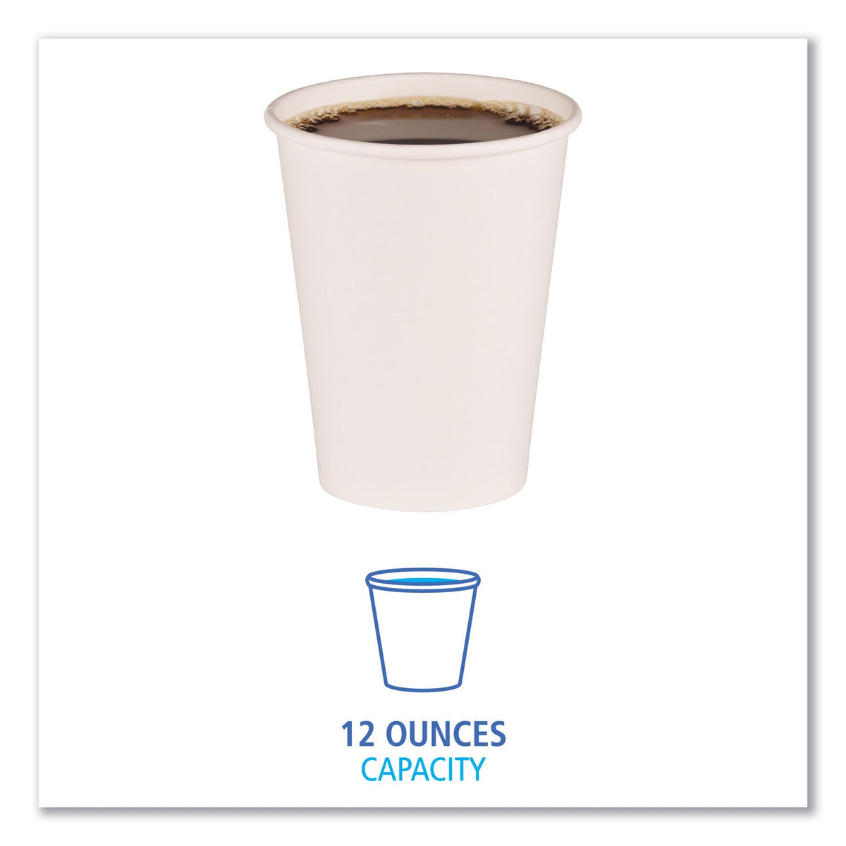 Boardwalk Paper Hot Cups, 12 oz, White, 50 Cups/Sleeve, 20 Sleeves/Carton