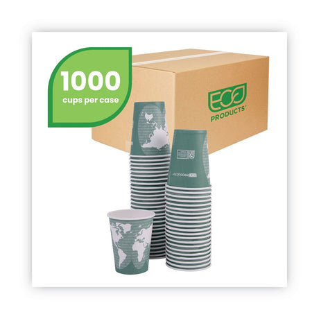 Eco-Products World Art Renewable and Compostable Hot Cups, 12 oz, 50/Pack, 20 Packs/Carton