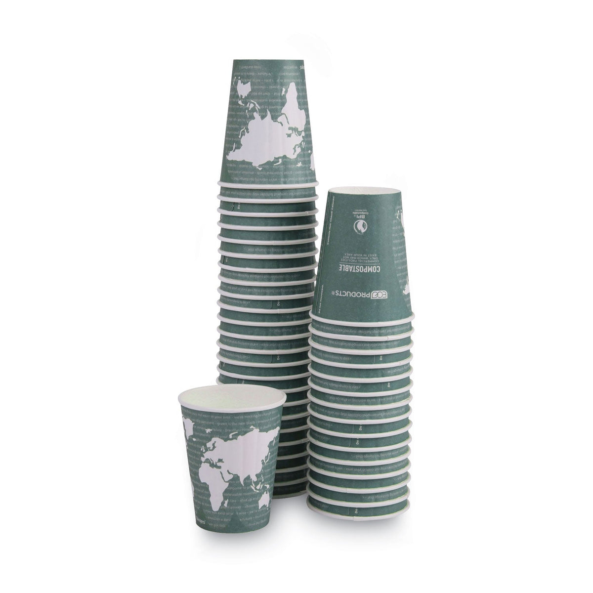 Eco-Products World Art Renewable and Compostable Insulated Hot Cups, PLA, 12 oz, 40/Packs, 15 Packs/Carton
