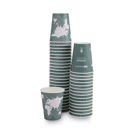 Eco-Products World Art Renewable and Compostable Insulated Hot Cups, PLA, 12 oz, 40/Packs, 15 Packs/Carton