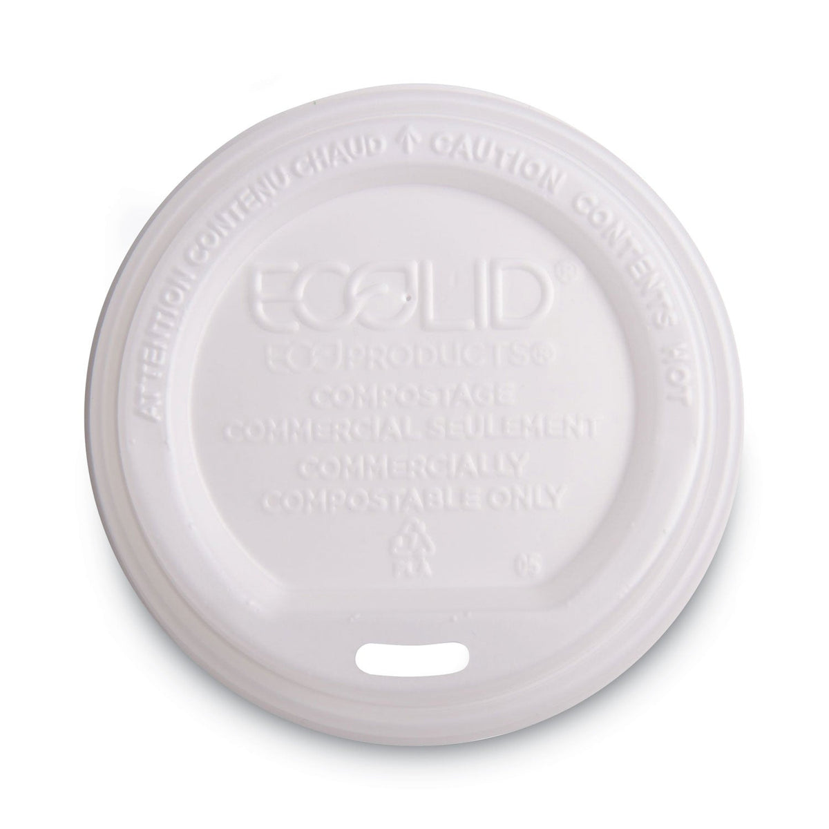 Eco-Products EcoLid Renewable/Compostable Hot Cup Lid, PLA, Fits 10 oz to 20 oz Hot Cups, 50/Pack, 16 Packs/Carton