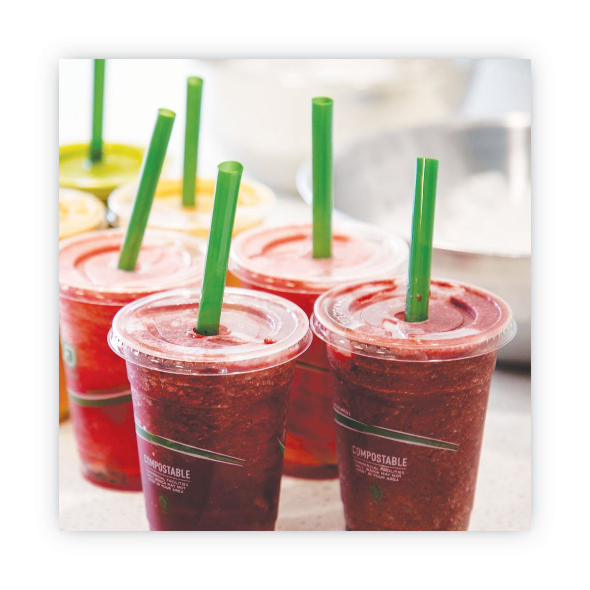 Eco-Products GreenStripe Renewable and Compost Cold Cup Flat Lids, Fits 9 oz to 24 oz Cups, Clear, 100/Pack, 10 Packs/Carton