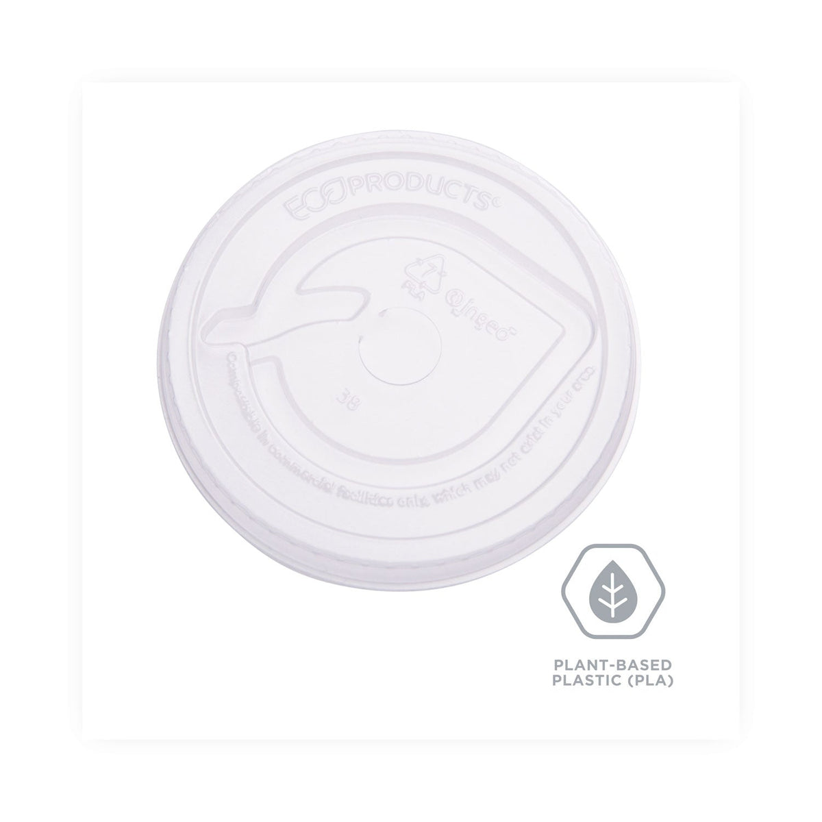 Eco-Products GreenStripe Renewable and Compost Cold Cup Flat Lids, Fits 9 oz to 24 oz Cups, Clear, 100/Pack, 10 Packs/Carton