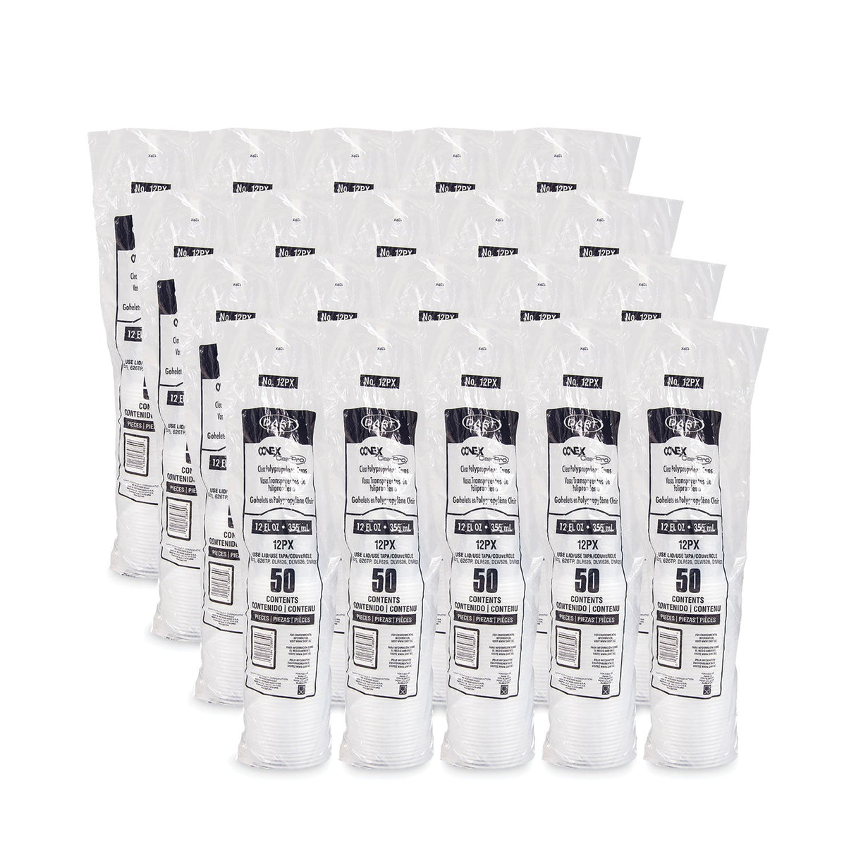 Dart Conex ClearPro Plastic Cold Cups, 12 oz, Clear, 50/Sleeve, 20 Sleeves/Carton